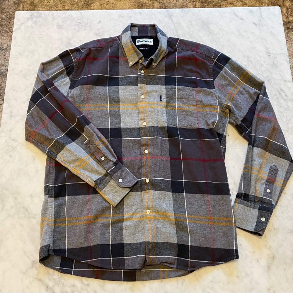Barbour Gray Plaid Flannel - US Size M
